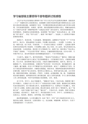 学习省部级主要领导干部专题研讨班感悟.docx