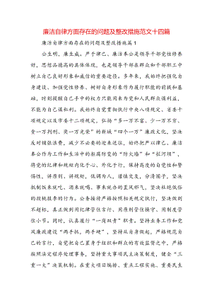 廉洁自律方面存在的问题及整改措施范文十四篇.docx