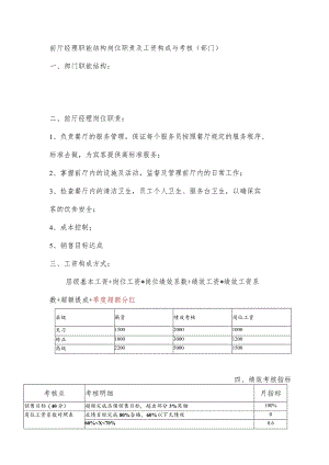 前厅经理职能结构岗位职责及工资构成与考核（部门）.docx