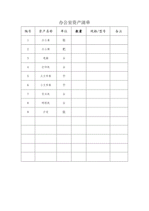 办公室资产清单模板.docx