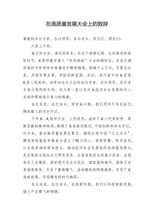 在高质量发展大会上的致辞.docx