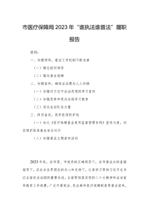 市医疗保障局2023年“谁执法谁普法”履职报告.docx