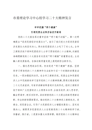 市委理论学习中心组学习二十大精神发言（4篇）.docx