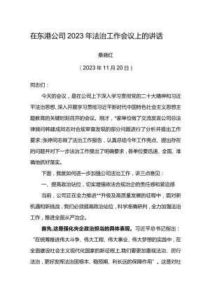 在东港公司2023年法治工作会议上的讲话.docx