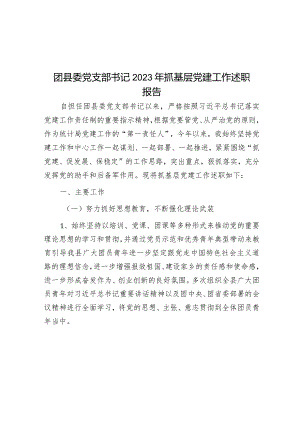 团县委党支部书记2023年抓基层党建工作述职报告.docx