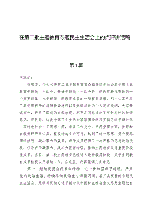 在第二批主题教育专题民主生活会上的点评讲话稿.docx