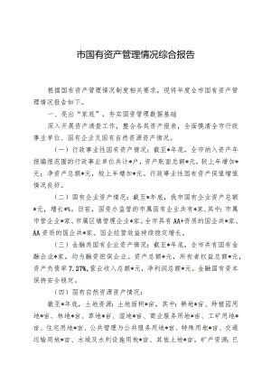 市国有资产管理情况综合报告.docx