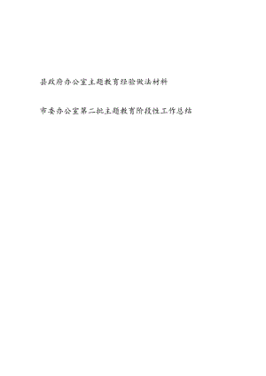 办公室第二批以学铸魂、以学增智、以学正风、以学促干经验做法材料和阶段性工作总结.docx