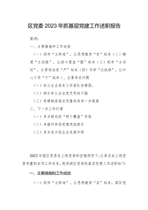 园区党委2023年抓基层党建工作述职报告.docx