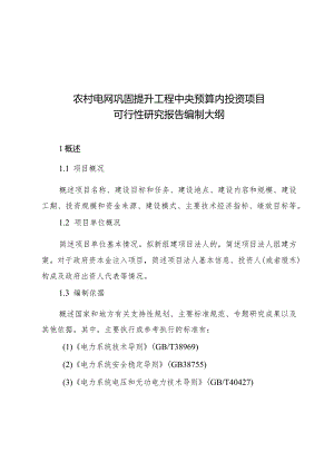 农村电网巩固提升工程中央预算内投资项目可行性研究报告编制大纲.docx