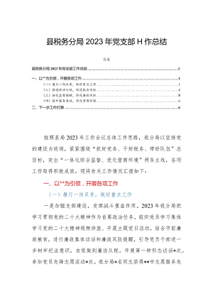 县税务分局2023年党支部工作总结.docx