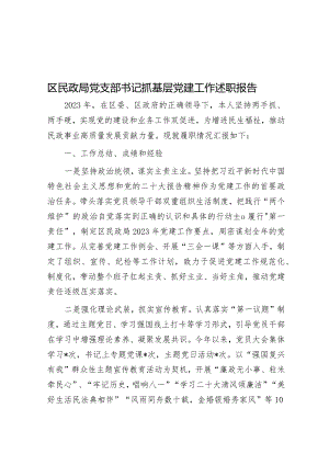 区民政局党支部书记抓基层党建工作述职报告.docx
