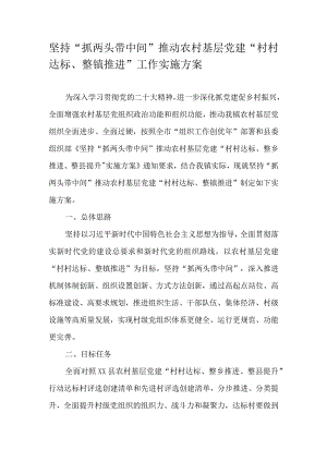 坚持“抓两头带中间”推动农村基层党建“村村达标、整镇推进”工作实施方案.docx