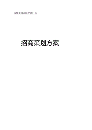 太极景润花园商业广场招商策划方案.docx