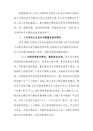 国企2023年教育民主生活国企领导党委班子检查材料范文两篇.docx