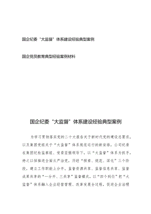 国企纪委“大监督”体系建设经验典型案例、国企党员教育典型经验案例材料.docx