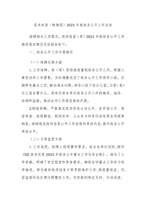 县发改委（粮储局）2023年度政务公开工作总结.docx