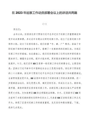 在2023年巡察工作动员部署会议上的讲话共两篇.docx