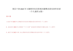 基层干部2023年第二批主题教育党员检视问题整改落实清单承诺3篇（个人通用）.docx