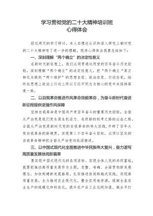 学习贯彻党的二十大精神培训班心得体会.docx