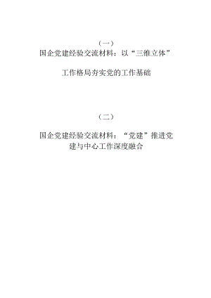 国企党建经验交流材料：以“三维立体”工作格局夯实党的工作基础（2篇）.docx