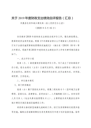 关于2019年度财政支出绩效自评报告（汇总）.docx