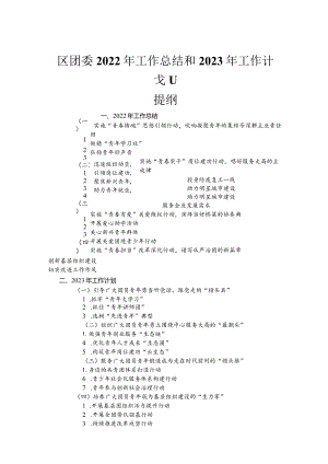 区团委2022年工作总结和2023年工作计划.docx