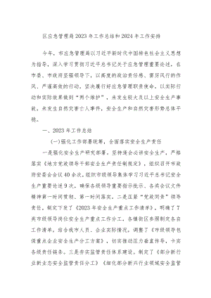 区应急管理局2023年工作总结和2024年工作安排.docx