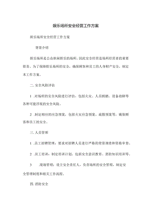娱乐场所安全经营工作方案.docx