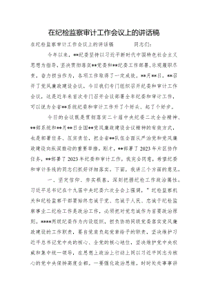 在纪检监察审计工作会议上的讲话稿.docx