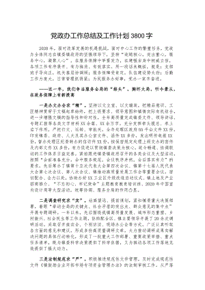 党政办工作总结及工作计划3800字.docx