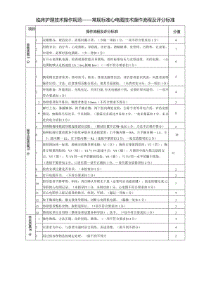 常规标准心电图技术操作流程及评分标准.docx