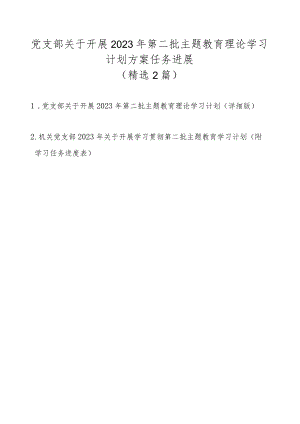 党支部关于开展2023年第二批主题教育理论学习计划方案任务进展（精选2篇）.docx