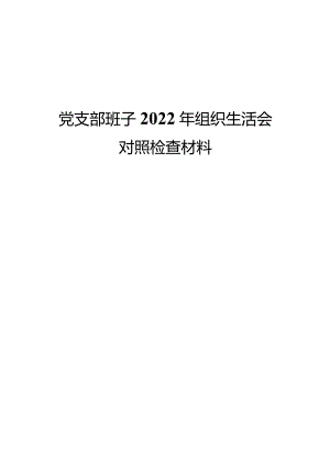 党支部班子2022年组织生活会对照检查材料.docx