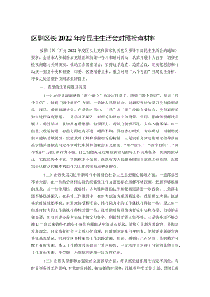 区副区长2022年度民主生活会对照检查材料.docx