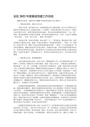全区2022年度基层党建工作总结.docx