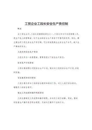 工贸企业工段长安全生产责任制.docx