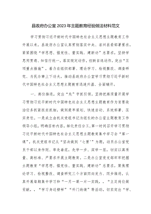 县政府办公室2023年主题教育经验做法材料范文.docx