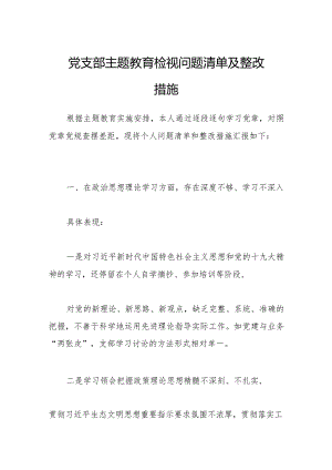 党支部主题教育检视问题清单及整改措施.docx
