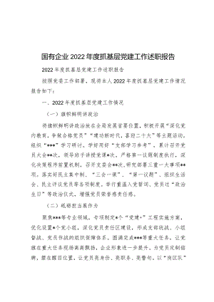 国有企业2022年度抓基层党建工作述职报告.docx