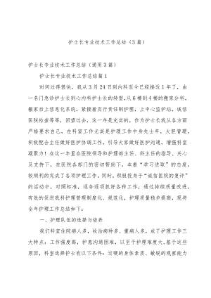 护士长专业技术工作总结（3篇）.docx