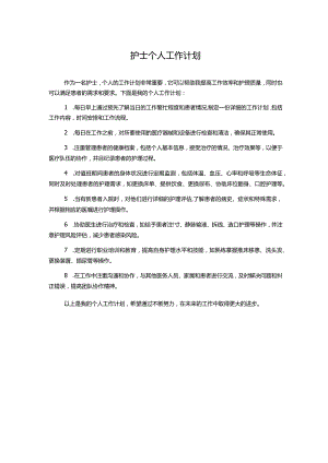 护士个人工作计划.docx