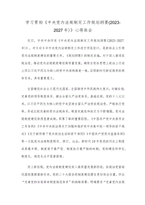 学习贯彻《中央党内法规制定工作规划纲要（2023-2027年）》心得体会.docx