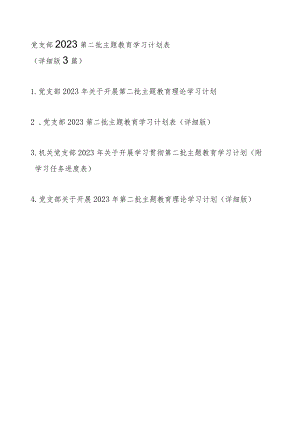 党支部2023第二批主题教育学习计划表（详细版范文4篇）.docx
