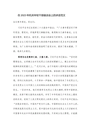 在2023年机关年轻干部座谈会上的讲话范文.docx