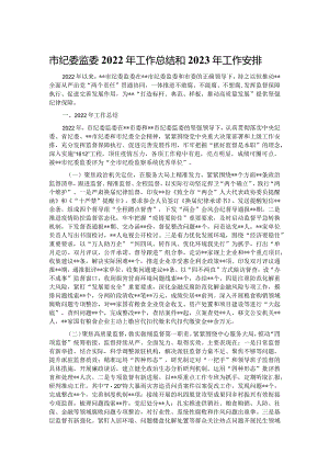 市纪委监委2022年工作总结和2023年工作安排.docx