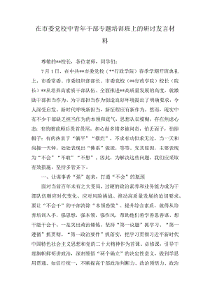 在市委党校中青年干部专题培训班上的研讨发言材料(3篇).docx