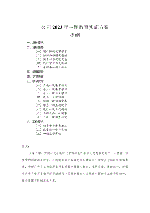 公司2023年主题教育实施方案.docx