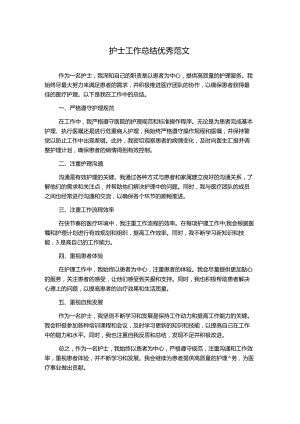 护士工作总结优秀范文.docx