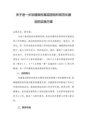 关于进一步加强我校基层团组织规范化建设的实施方案.docx